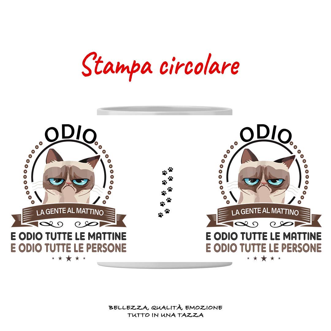 Tazza GATTO Odio la gente al mattino Regalo divertente 350 ml