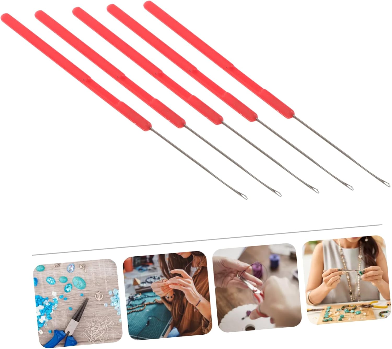 TOPPERFUN 10pcs Assorted Beading Needles Crochet Hooks for DIY Bead Threader Jewelry Making Tools