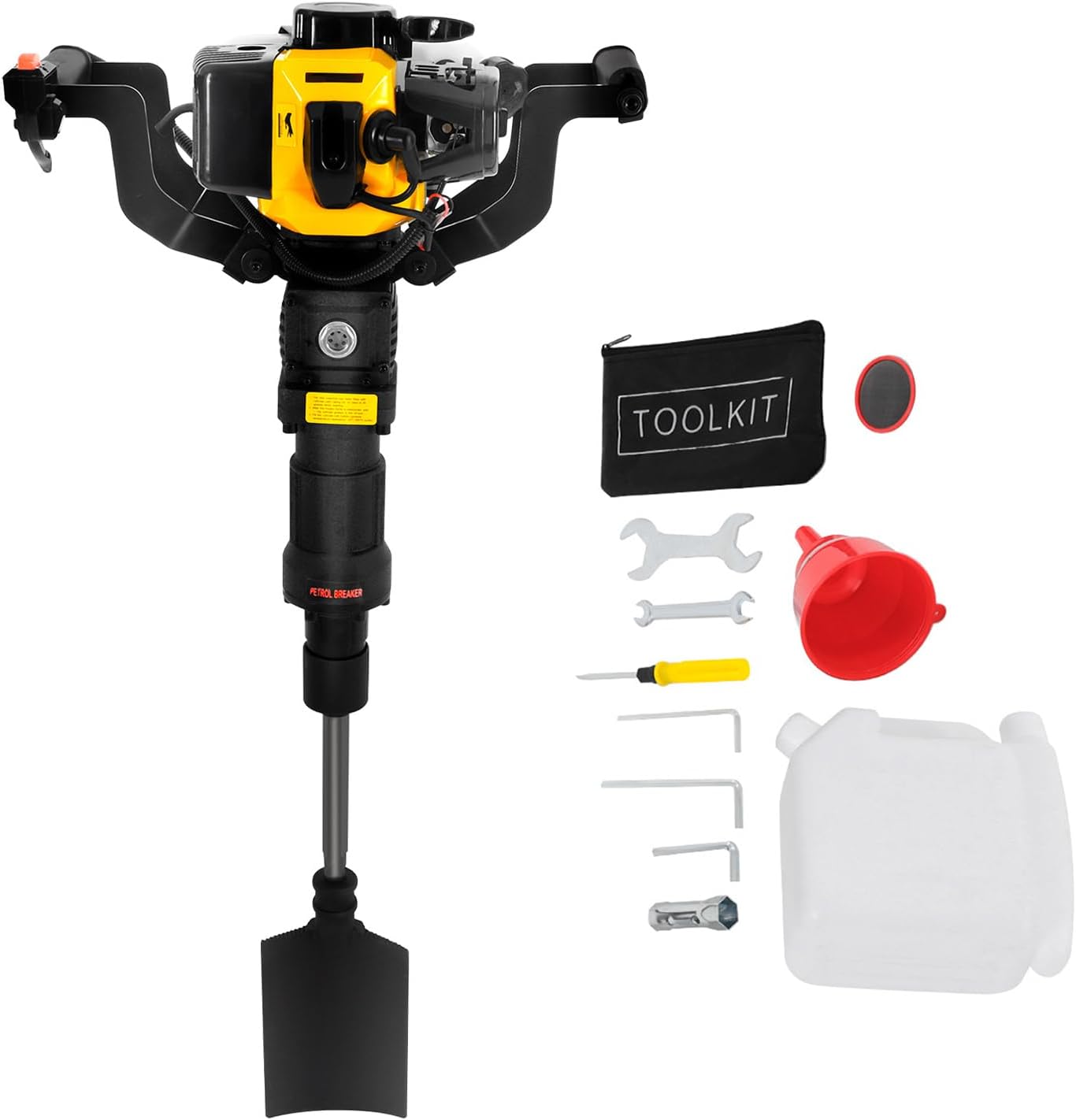 52CC 2-Stroke Garden Tree Excavator with Shovel Petrol Garden Tree Digger Motor Spade Pole Tiller for Landscaping Gardening Forestry 1900 W 6500 rpm