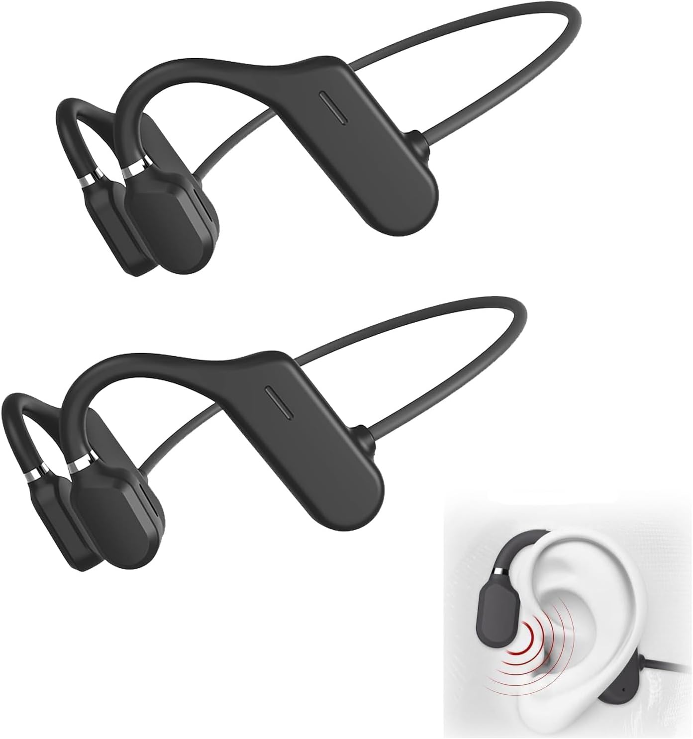 Sound Revv Headphones,Soundrevv Bone Conduction Headphones,Sweatproof Waterproof Wireless Bluetooth Sport Headphones for Running, Hiking, Cycling (Black*2pcs)