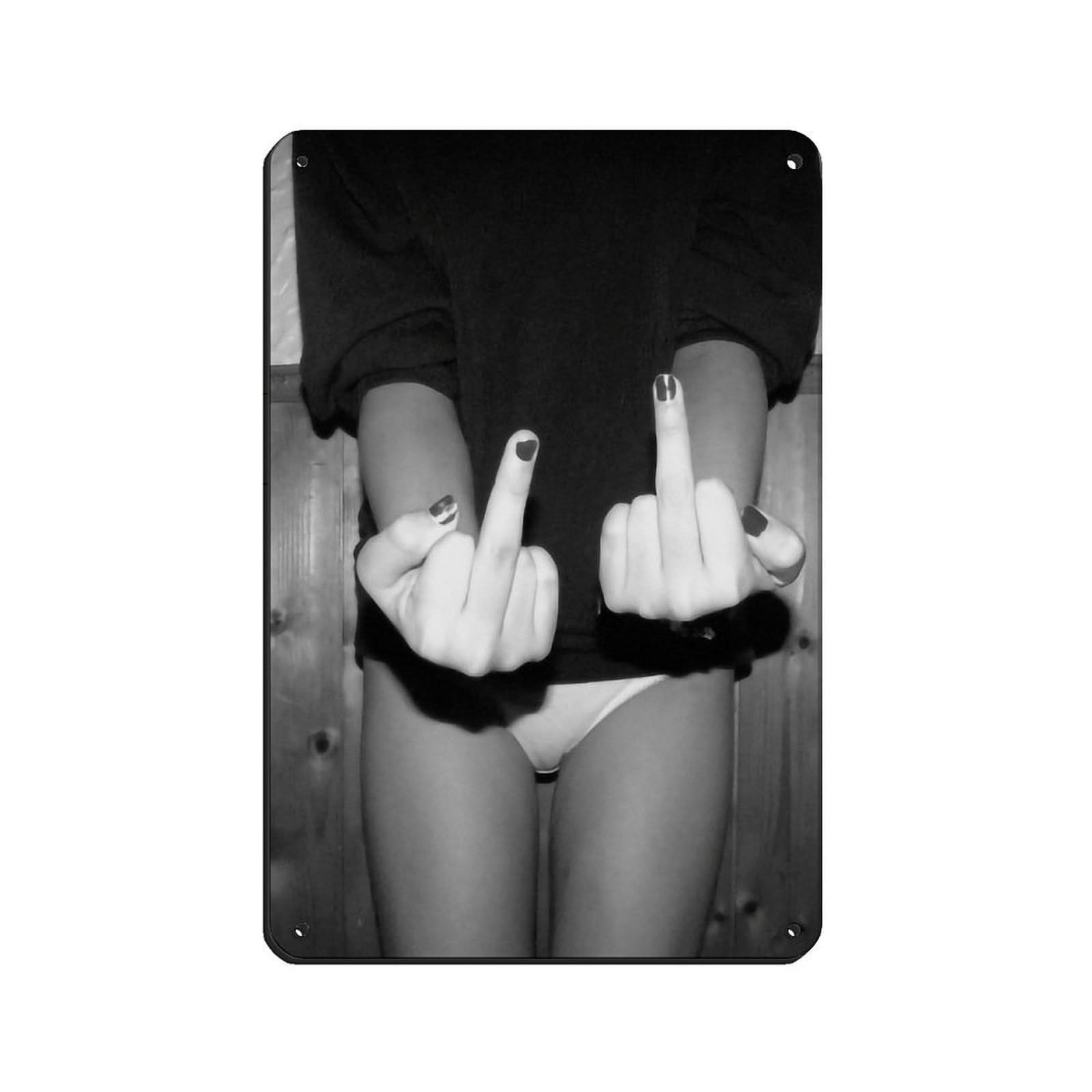 Middle Finger, Vintage Feminist Poster Tin Sign Vintage Metal Pub Club Cafe Bar Home Wall Art Decoration Poster Retro 8x12inch(20x30cm)