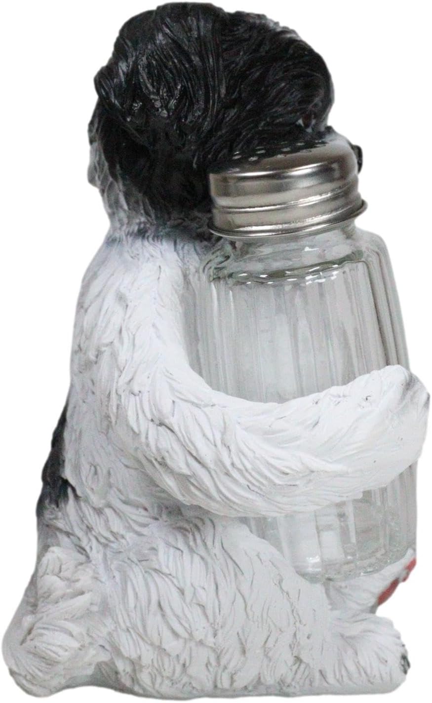 Ebros Gift Realistic Adorable Hugging Pooch Shih Tzu Mini Toy Breed Dog Decorative Glass Salt Pepper Shakers Holder Resin Figurine 6"Tall Animal Pet Pal Kitchen Helper Spice Organizer Accent Statue
