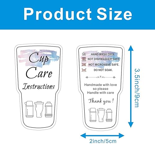 Miniatura 2 de Paquete de 240 tarjetas de instrucciones de cuidado del vaso, tarjeta de dirección del cliente para vaso, taza, taza, pequeña empresa, propietario