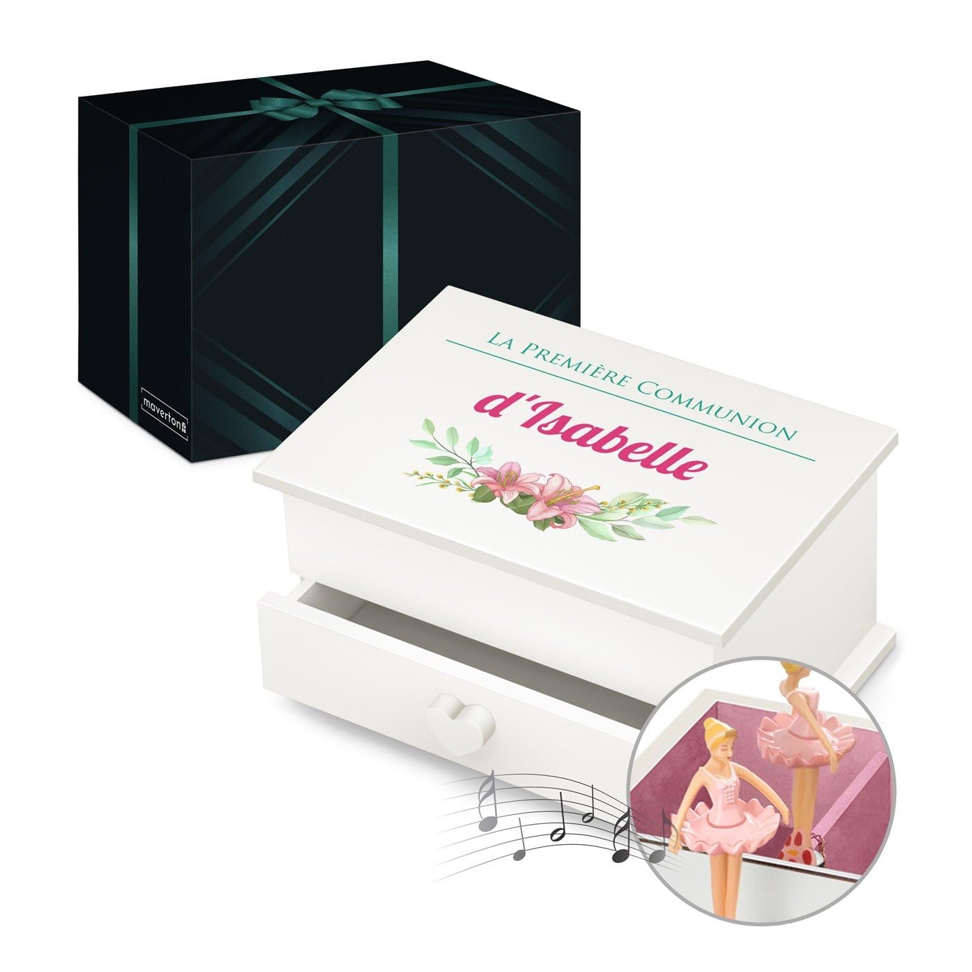 Maverton Coffret personnalisé, Boîte à Musique avec impression décorative - Les Beatles, Paul McCartney, John Lennon, RIngo Starr, George Harrison Maverton Coffret personnalisé, Boîte à Musique avec impression décorative