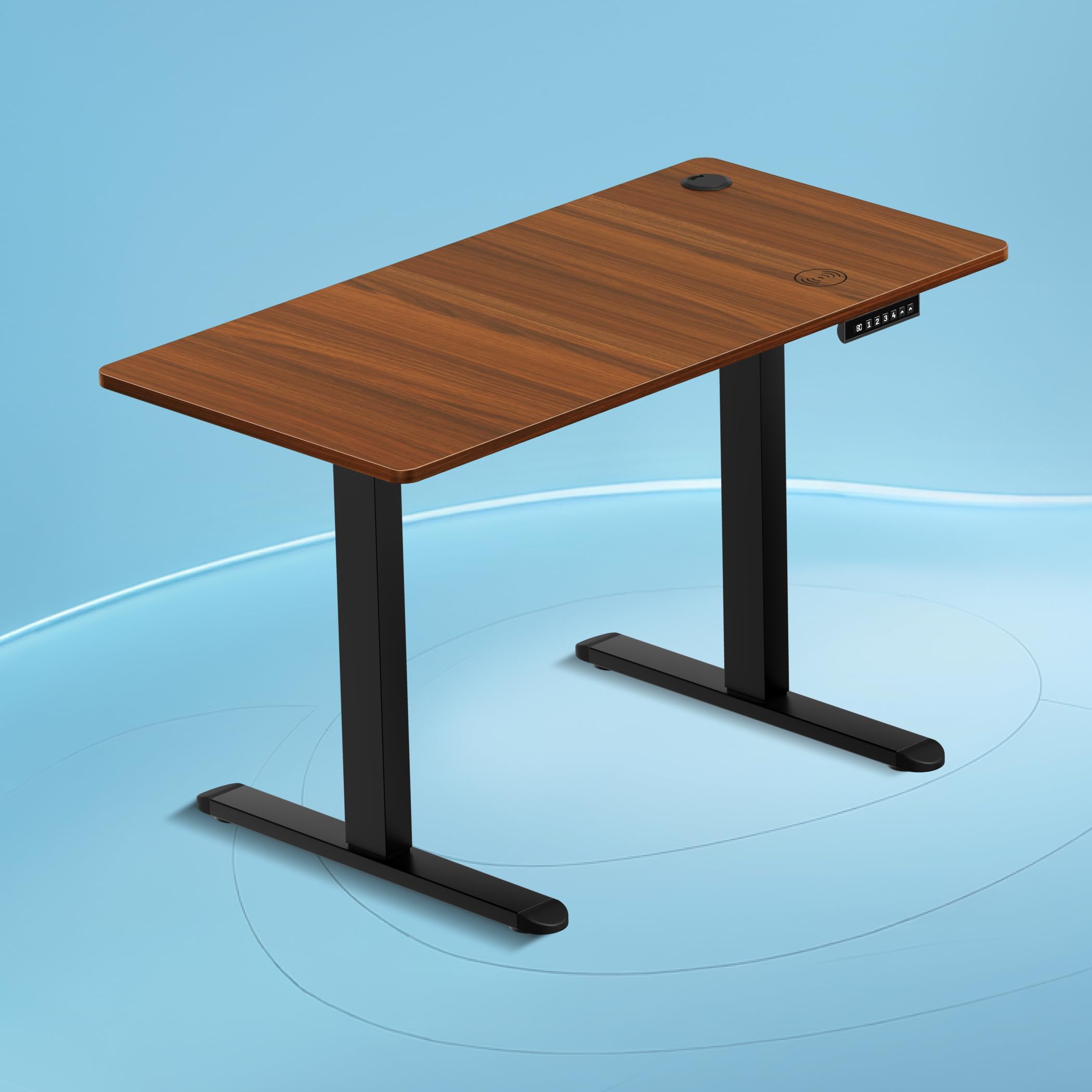 The Sleep Company AeroPro Electric Height Adjustable Desk | Ergonomic WFH Table | 4 Memory Presets | Wireless Charging | 2 Yr Warranty | 1200x600 Top | Free Installation | Wooden & Black