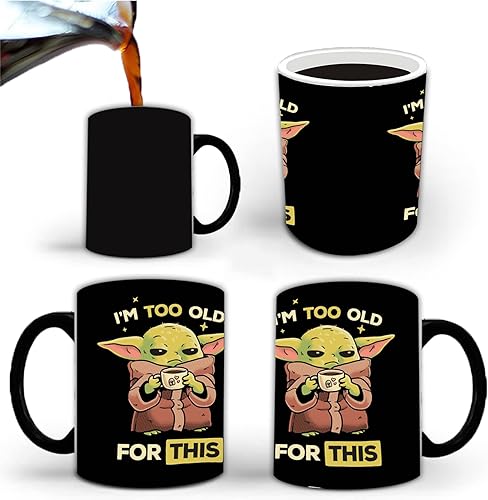 Baby Yoda Taza mágica que cambia de color, taza de café de cerámica creativa de 11 onzas, regalo de cumpleaños para novio, novia, marido, esposa,