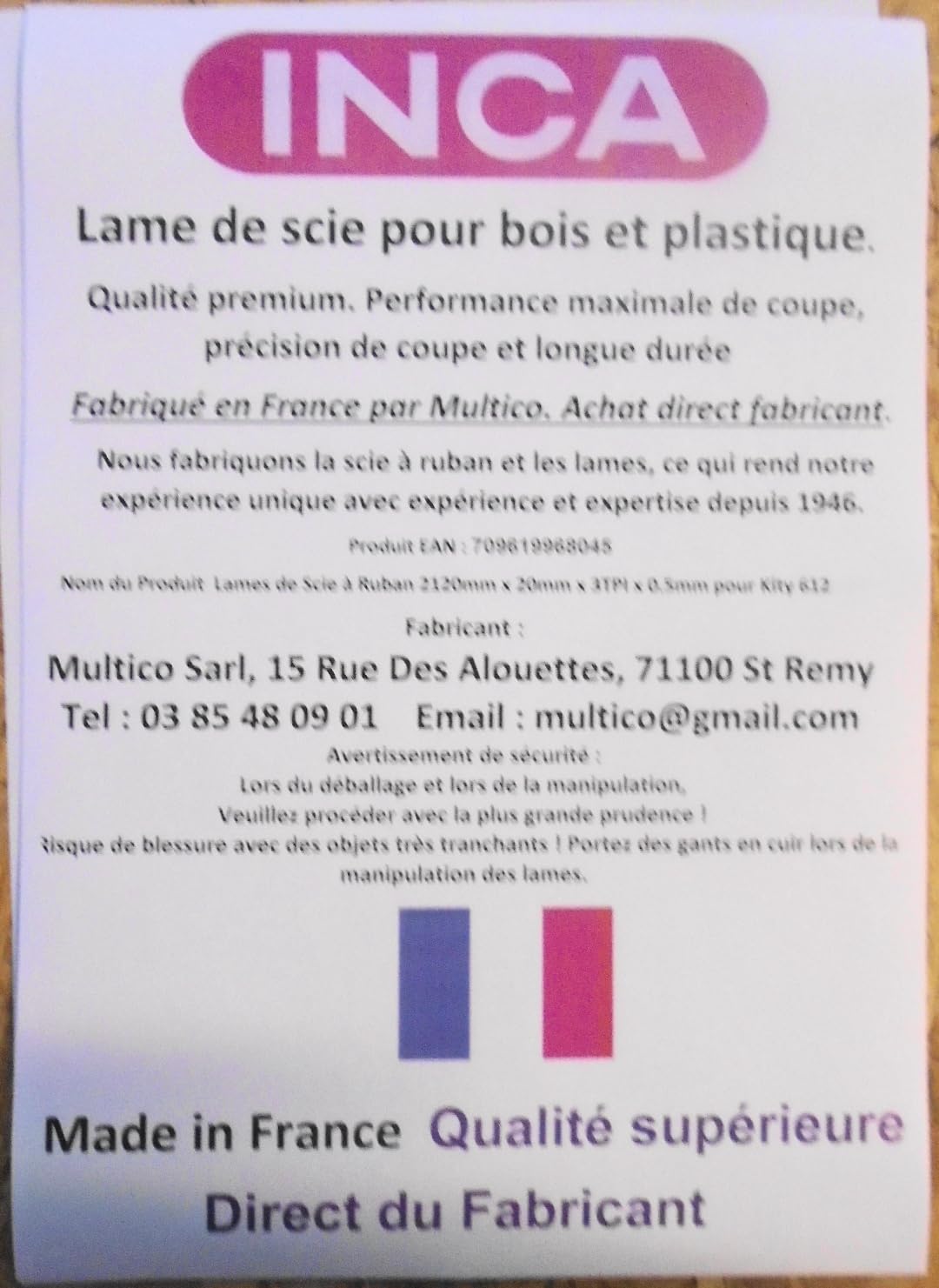 Lames de Scie à Ruban 2120mm x 20mm x 3TPI x 0.5mm pour Bois et Plastique