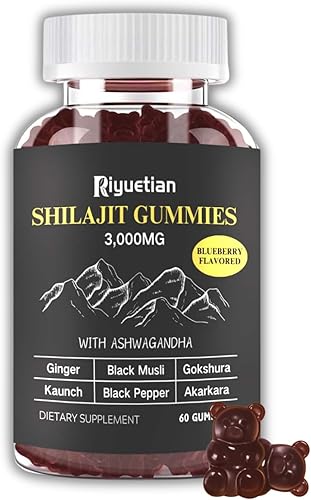 Gomitas Shilajit Pure Himalayan Gold para hombres, suplemento con ácido fúlvico, Shilajit puro para hombres, envejecimiento saludable, aumenta la