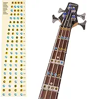 Decalques e adesivos de mapa de notas para guitarra baixo, escala de guitarra baixo de 4 cordas para iniciantes