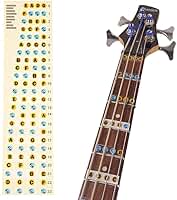 Decalques e adesivos de mapa de notas para guitarra baixo, escala de guitarra baixo de 4 cordas para iniciantes