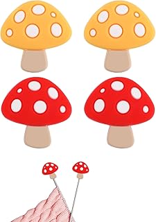4Pcs Mushroom Stitch Stoppers Knitting Needle Point Protectors Cute Silicone Knitting Needles Cap Knit Needle Tip Hugger Needle Minder Sewing Gadgets for Beginners Knitting Craft DIY Quilting Art