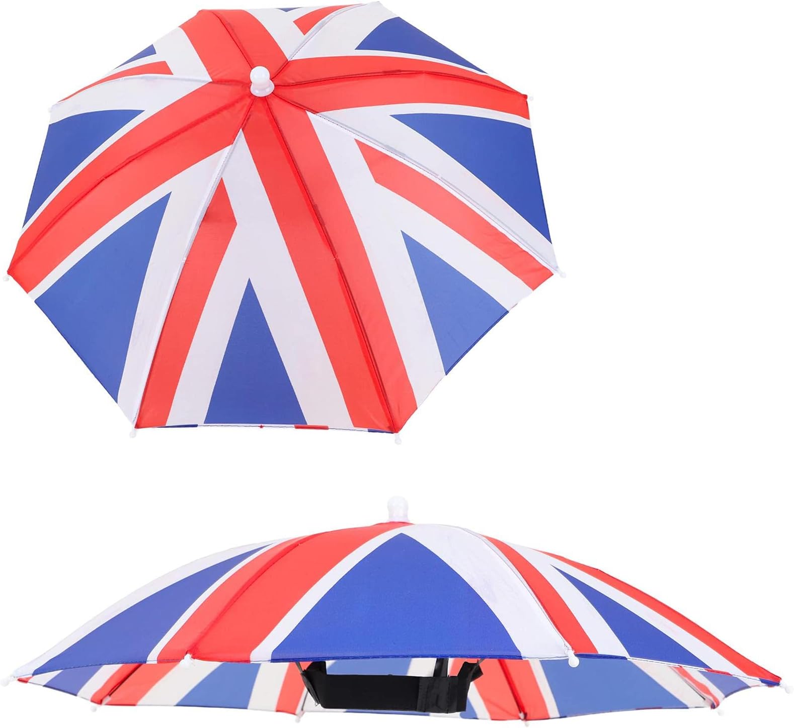 ORTUH Union Jack Umbrella Hat, Hand-Free Foldable Waterproof Sun Protection Umbrella Caps for British Celebrations Queens Platinu m Jubilee Celebrations Fancy Dress