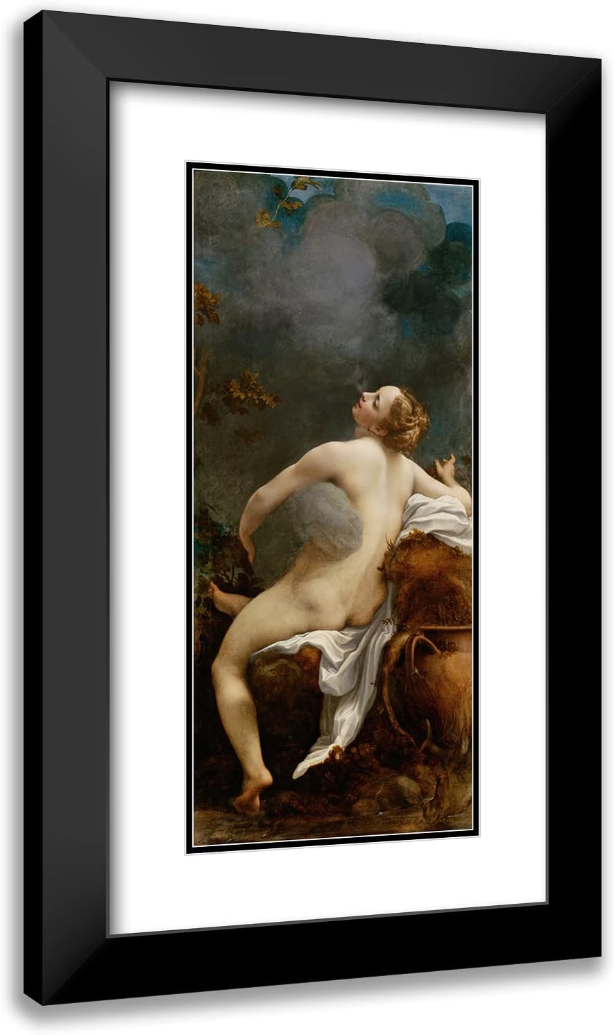 ArtDirect Correggio 13x24 Black Modern Frame and Double Matted Museum Art Print Titled - Jupiter and Io (1520-1540)