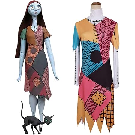 Amazon ナイトメアービフォアクリスマス サリーコスプレ2点セット サリーワンピース サリー仮装 サリーコスチューム ナイトメアービフォアクリスマスコスチューム ナイトメアービフォアクリスマス仮装 大人 レディース ハロウィン仮装 大人コスチューム レディース 女性