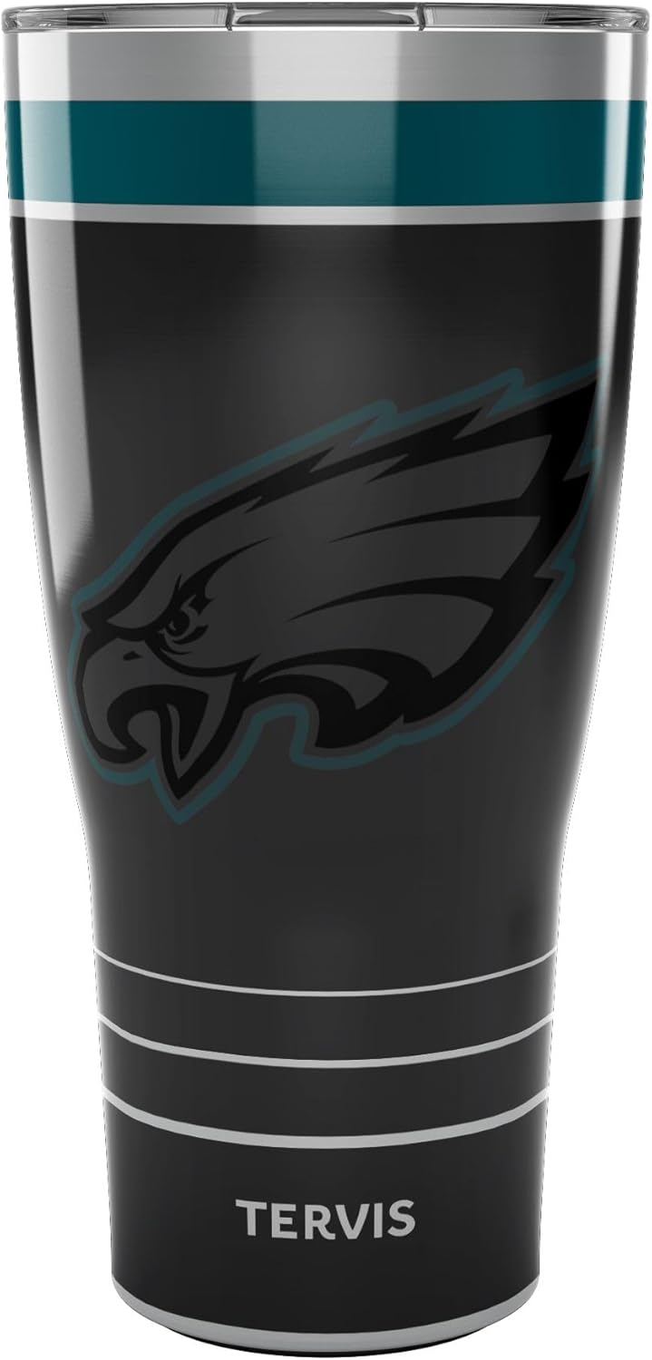Tervis Traveler NFL Philadelphia Eagles - Night Game Triple Walled Insulated Tumbler Travel Cup Keeps Drinks Cold & Hot, 30oz, Stainless Steel