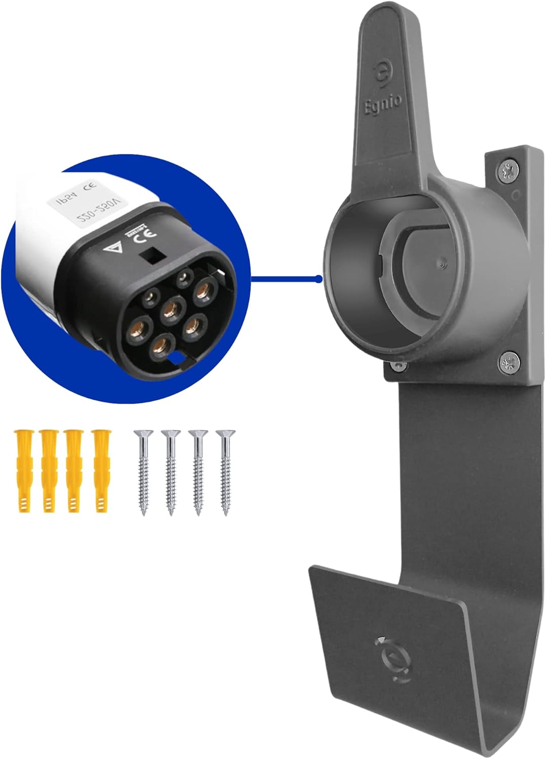 Egnio Type 2 EV Cable Organiser, Wall Mount Holder for Electric Car