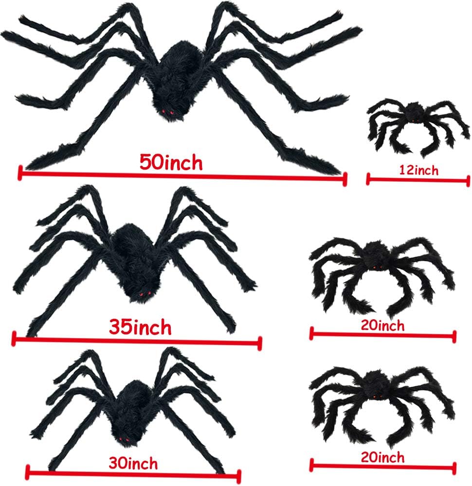 Halloween Spider Decorations, 6 PCS Scary Giant Spiders Set, Realistic Red Eyes and Bendable Legs Spider Decoration Props for Window Wall and Outdoor Indoor Yard Patio House Decor : Patio, Lawn & Garden