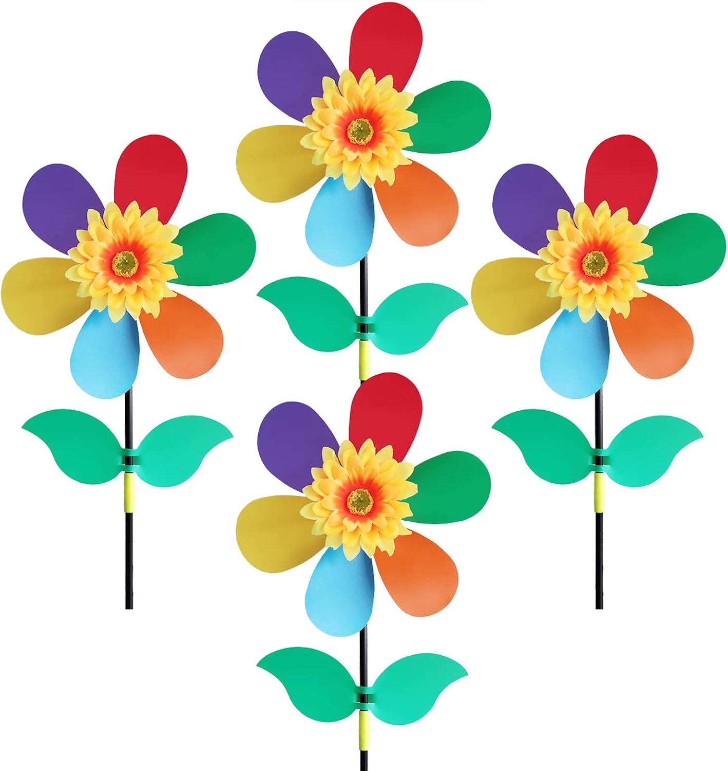 Hottong Sunflower Pinwheels Outdoor Windmill for Yard and