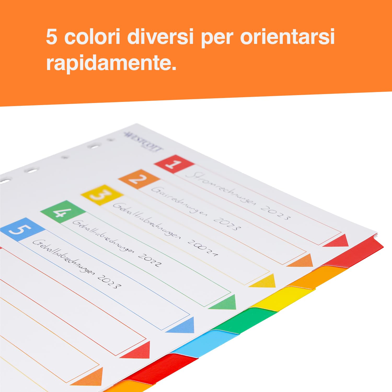 Westcott Registratore per cartelle A4 10 schede scrivibili 5 colori 160 g/m² foratura europea