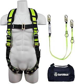 SafeWaze FS147 PRO Grommet Leg Harness & Dual-Leg Lanyard Fall Protection Kit