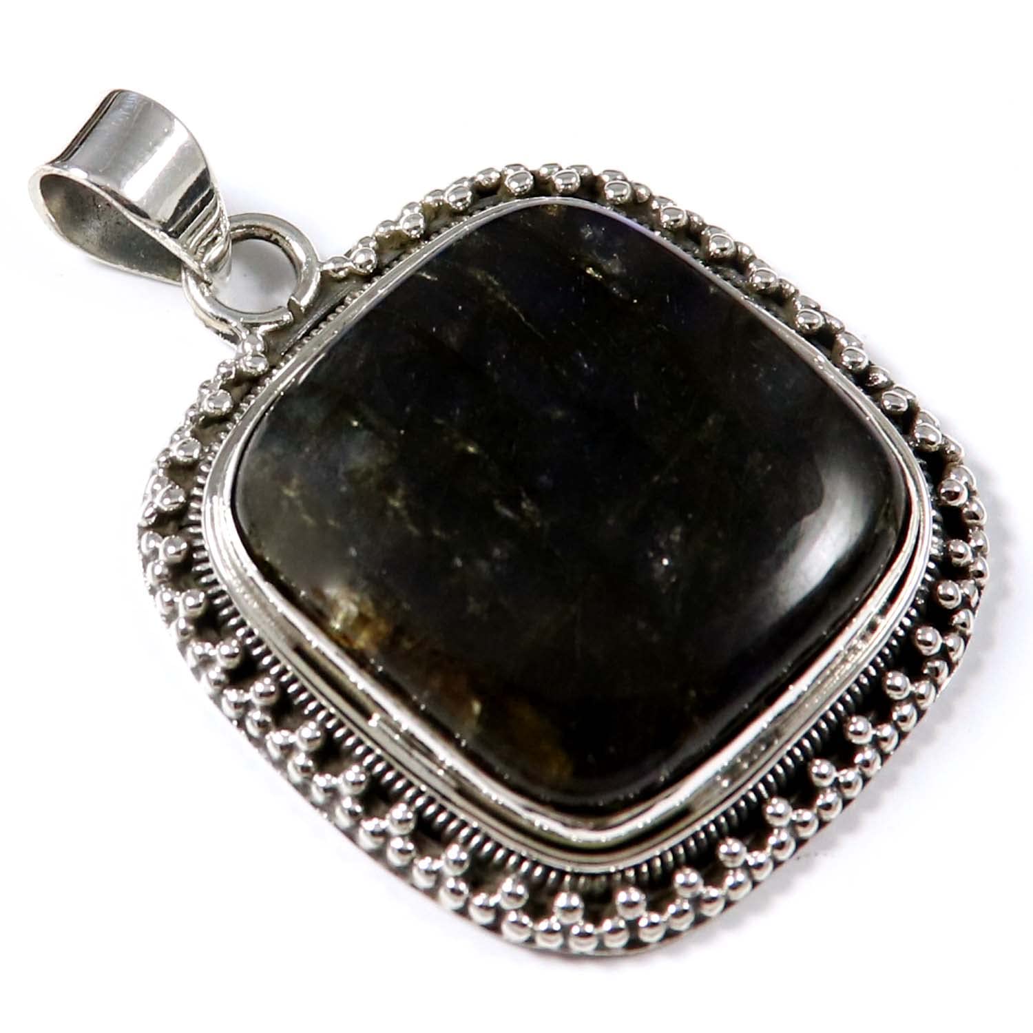 Goyal Impex Women Labradorite Gemstone Solid 925 Sterling Silver Pendant Jewelry PO72