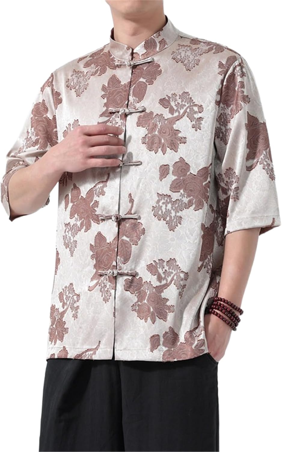 Chinese Style Retro Tang Suit Thin Casual Short Sleeve Men Loose Top