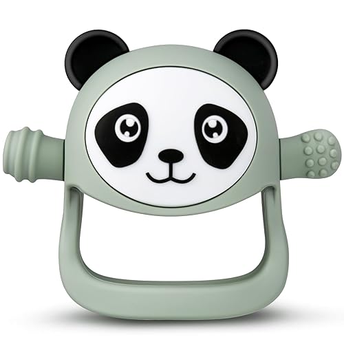 COZYPANDA Mordedor, juguetes de dentición para bebés de 0 a 6 meses, nunca se cae, juguetes de dentición de bebé, juguetes de dentición de silicona,