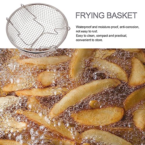 Image of Stainless Steel Deep Fry Basket 24cm Multifunction Steam Rinse Strain Fry Strainer Net | Deep Frying Pot Sauce Pan with Basket Fry Basket for Fried Food or Fruits Kitchen Utensil