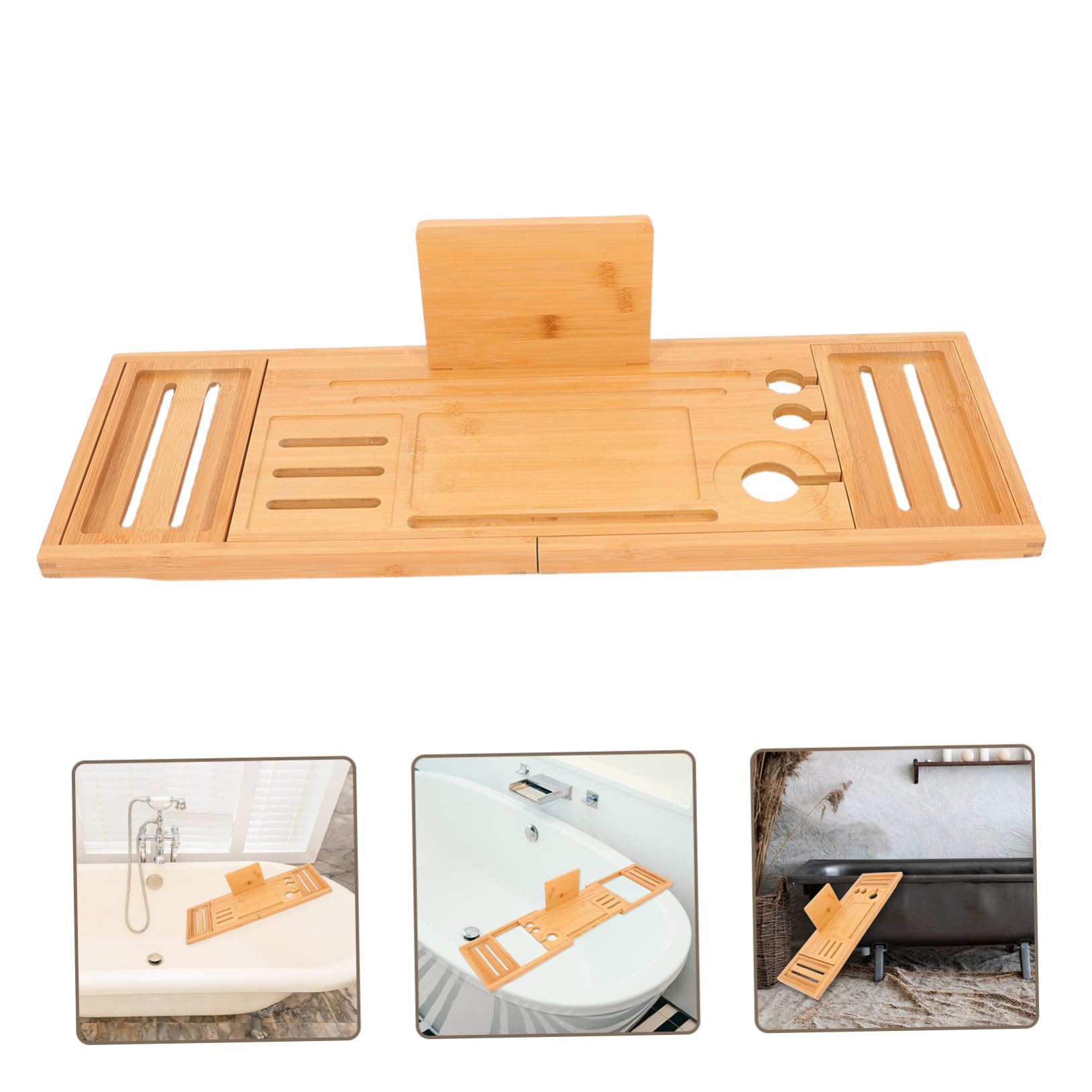 Vassoio da Bagno Facile da Pulire in Bambù Estensibile e Organizer per Vasca Design Regolabile, Resistente All’acqua Accessori Bagno