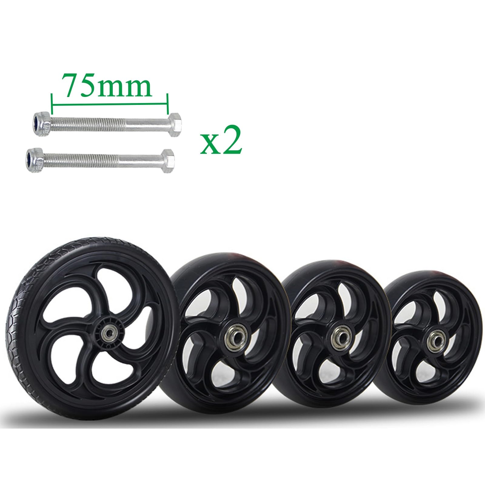 13/15/20cm Negro PVC Ruedas De Antideslizantes For A Lightweight Rollator