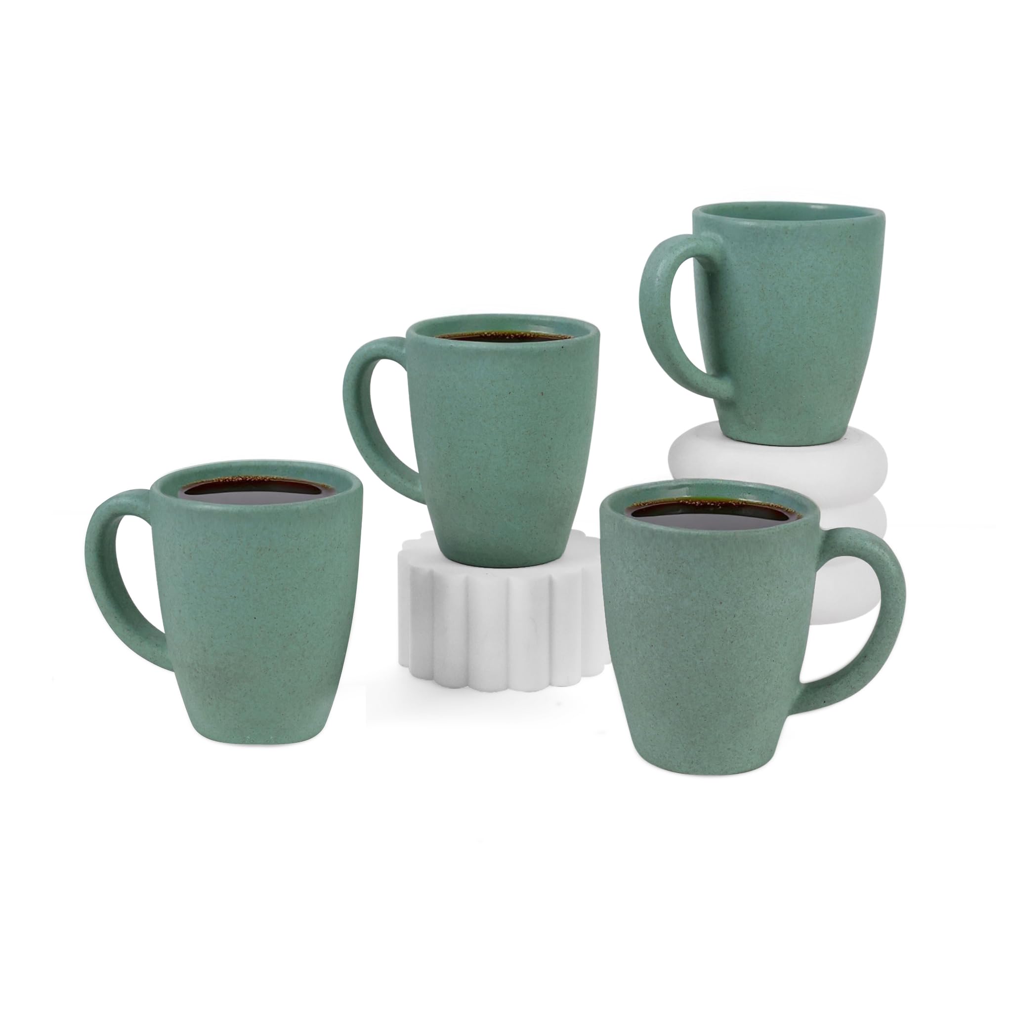 Irida Naturals Unbreakable Coffee Mug - Eco-Friendly & Microwave Safe Mugs for Tea or Coffee, Rice Husk Milk & Tea Coffee Cups for Hot and Cold, Matte Finish Mugs for Gift, Pack 4 300ML (Mint Green)