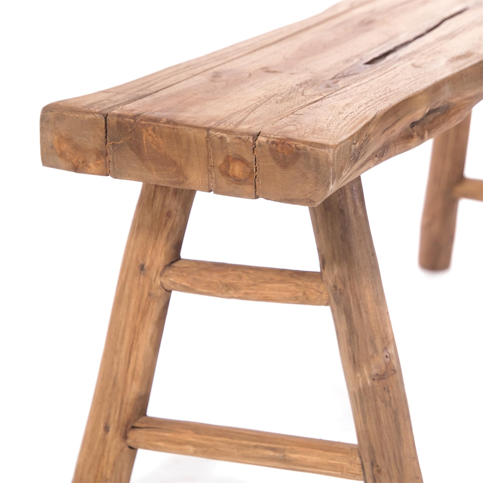 DESIGN DELIGHTS Banc en Bois Malu 93 | Teck, 93x44 cm, avec entretoises | Bois flotté Banquette, Bord darbre Banc dappoint, Banc de lit, Banc de Cuisine