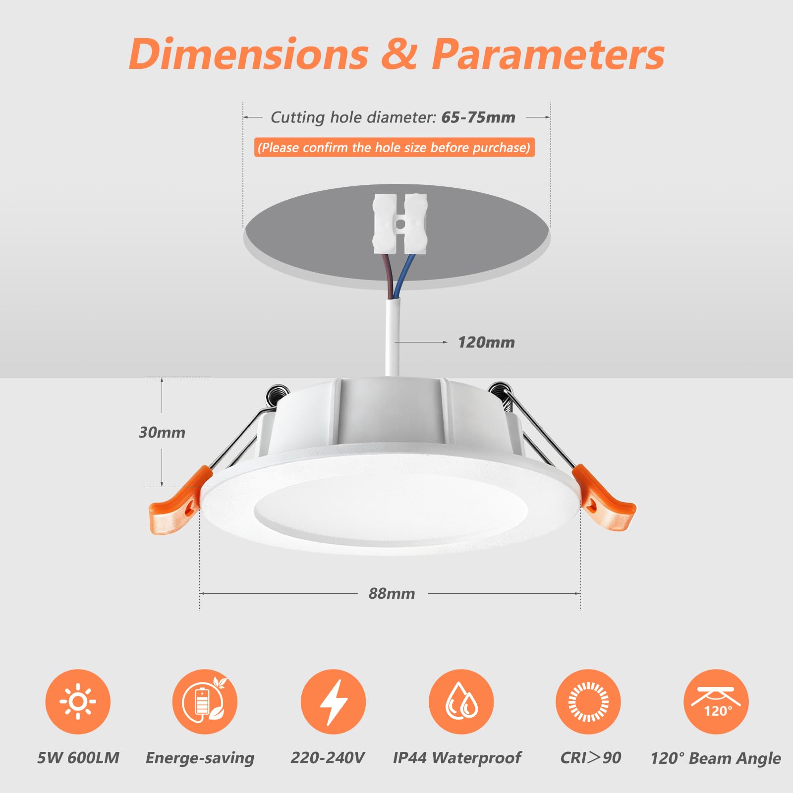 YindaLux LED Einbaustrahler 230V, Dimmbar, 5W 600LM, 2700K, Weiß, 10er Set