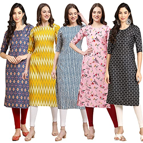 Image of Pinkmint Women's Crepe Digital Print Straight Kurta (D-353-345-369-360-370)