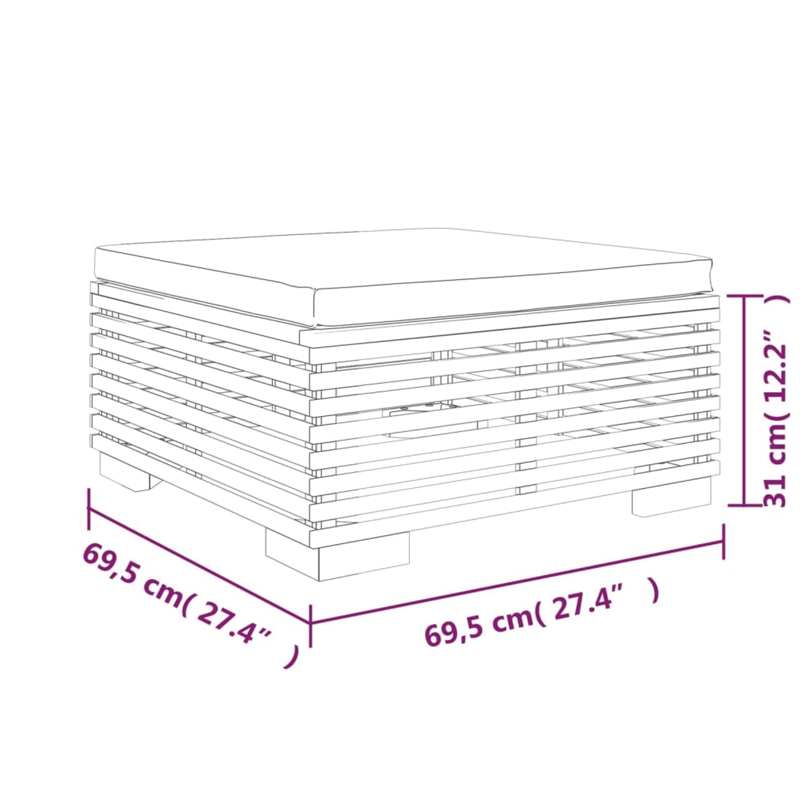 Sgabello da giardino con cuscino grigio scuro, in legno massiccio teak, set di mobili da giardino, set di mobili da giardino, set di intrattenimento, salottino, balcone, divano, lounge adatto