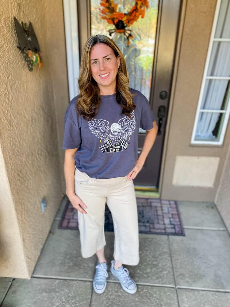 Promover Capri Pants for Women Wide Leg Yoga Cropped Pants with Pockets Loose Casual Summer Pant - Image 4