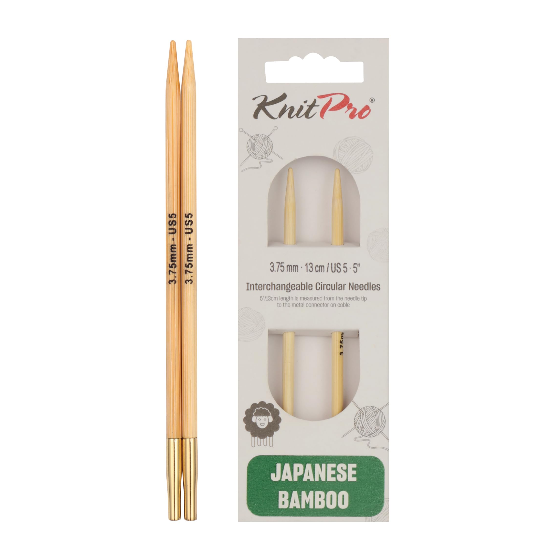KnitPro Bamboo Interchangeable Circular Needles 5" (13cm) | 3.75mm