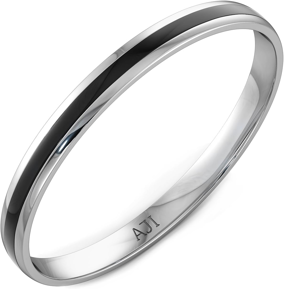 Joyalukkas 925 Purity High Polished Silver Kada/Cuff For Boy And Men (Black Color)