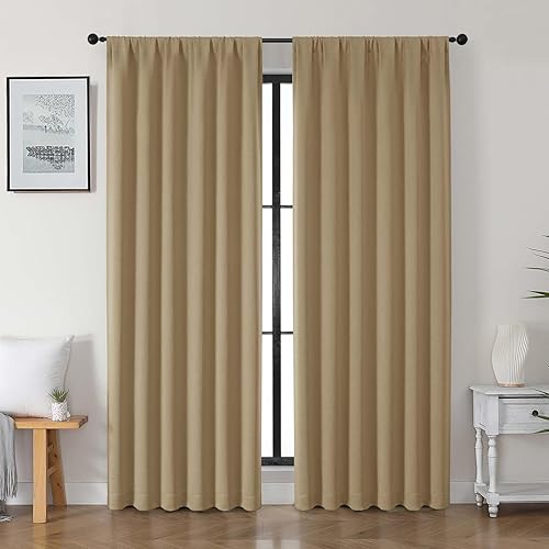 Miniatura 65 de Gwine - Cortinas opacas negras para dormitorio de 84 pulgadas de largo, juego de 2 paneles, cortinas sólidas reductoras de ruido con aislamiento