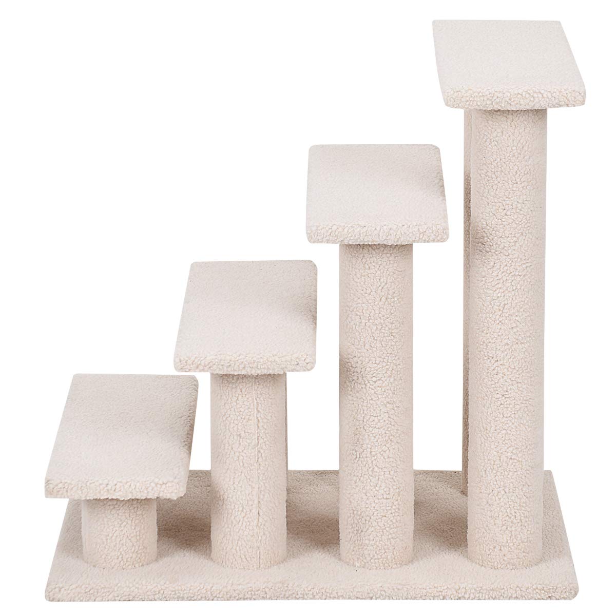 GYMAX Scaletta per Gatti a 4 Gradini, Carico 45 kg, Rivestita Morbida per Animali Domestici Robusto, 61 x 41 x 61 cm (Beige)