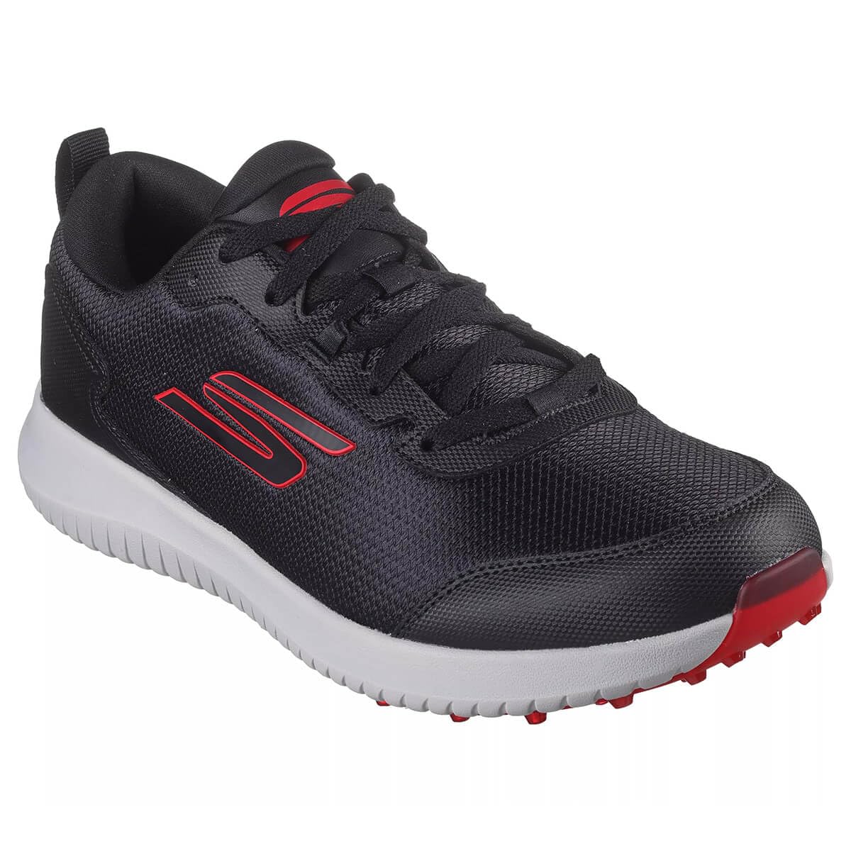 Skechers Men's GO Golf MAX Fairway 4 Sneaker, Black Synthetic/Textile/Red Trim, 10.5 UK
