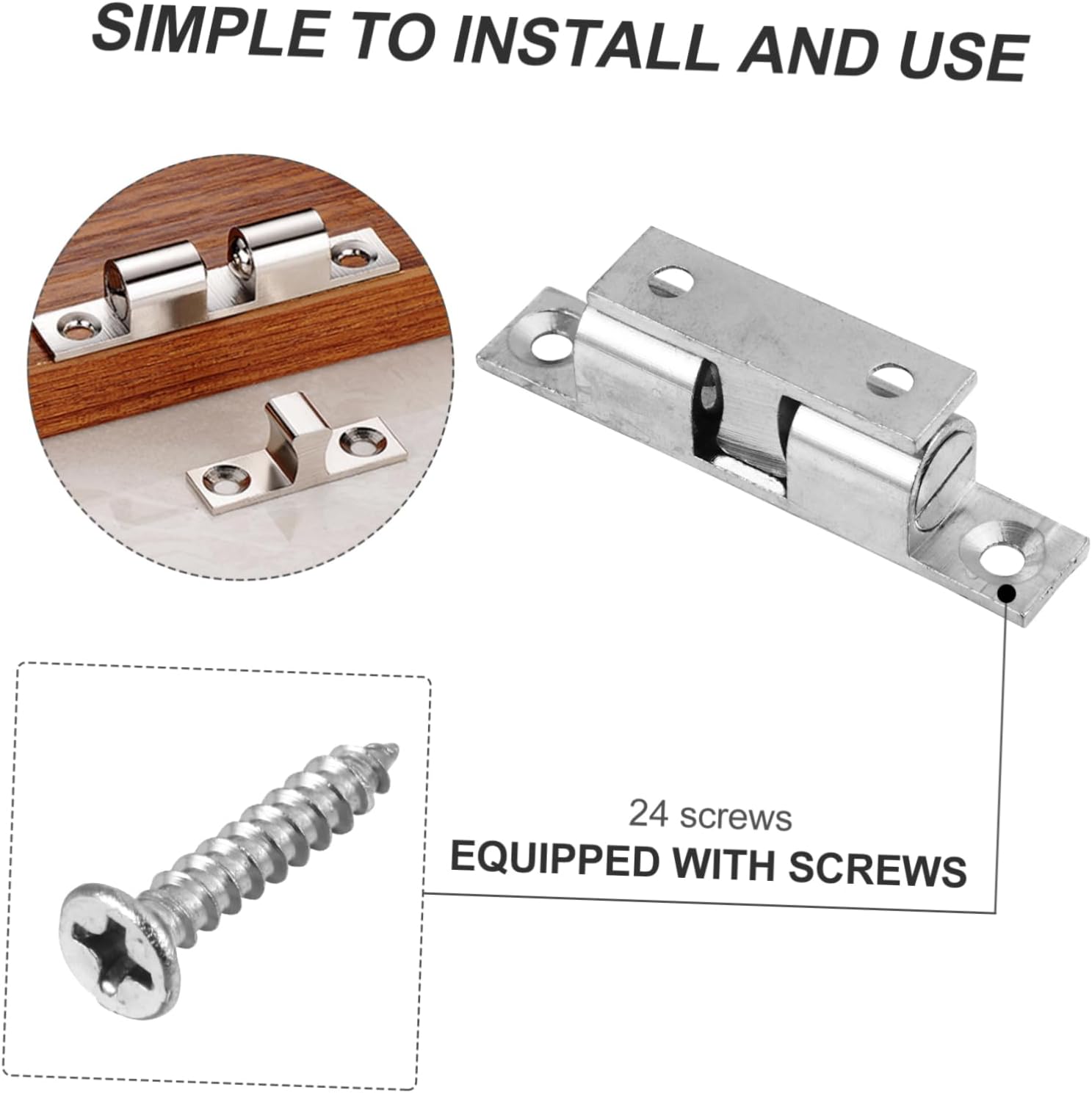 DOITOOL 6pcs Brass Door Catch Copper for Cabinets and Closets Includes Screws for Easy Installation