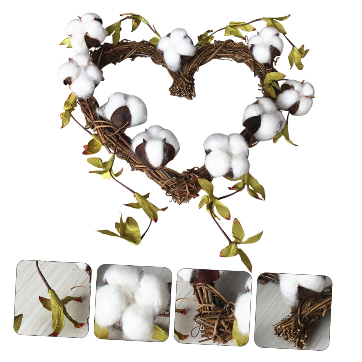 OUNONA Guirnalda de Algodón Artificial en Forma de Corazón para Colgar la Pared, Decoración para Fiestas y Salas de Estar