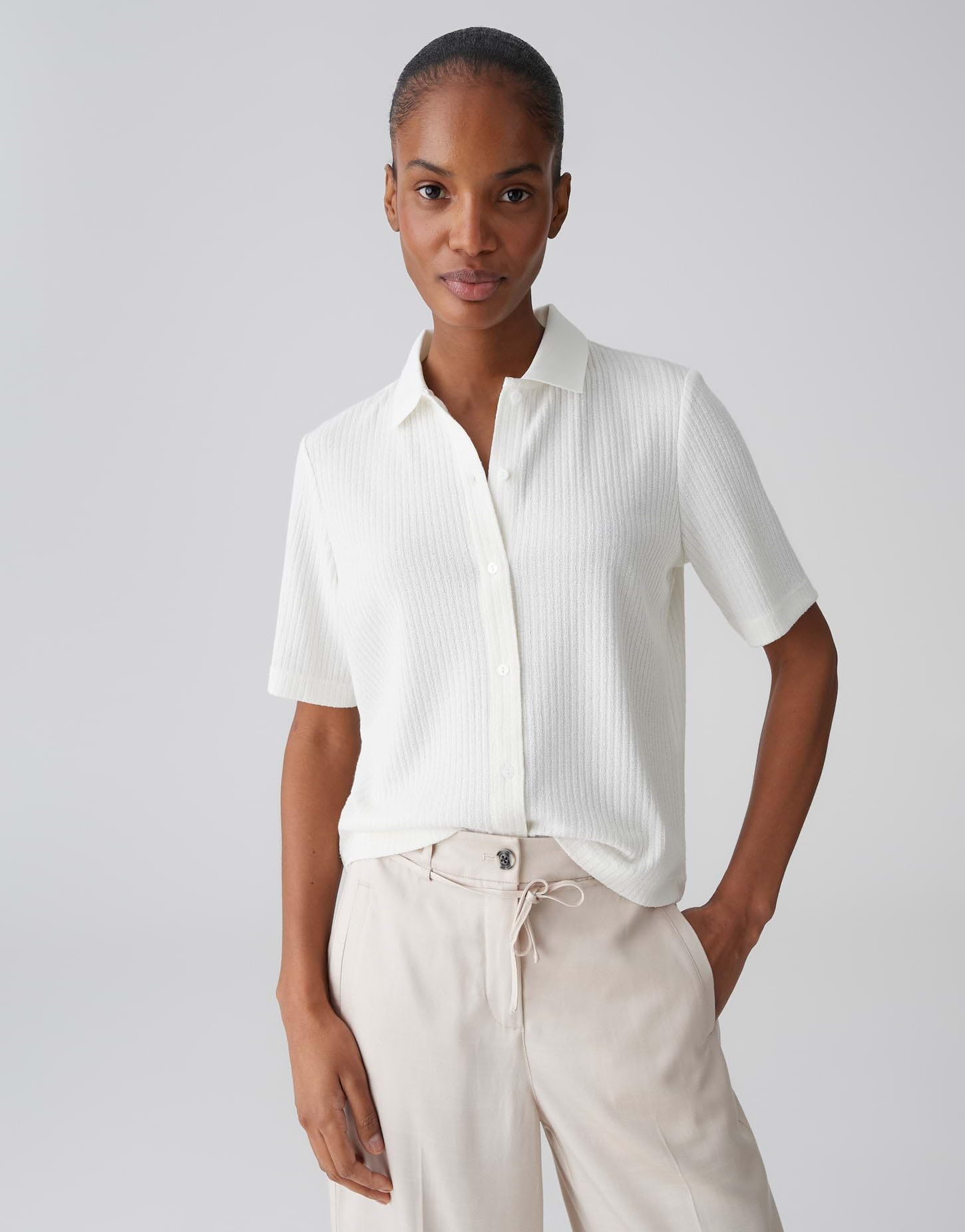 OPUS Damen Kurzarmshirt | Poloshirt mit dezenter Rippstruktur Regular Fit