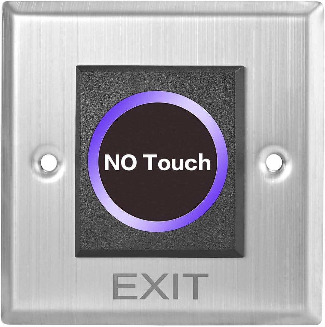Infrared Sensor Exit Button IR Door Release Touch-Free Switch No Touch Exit Button with LED Light Indicator for Door Access Control (3.39'' x 3.39'')