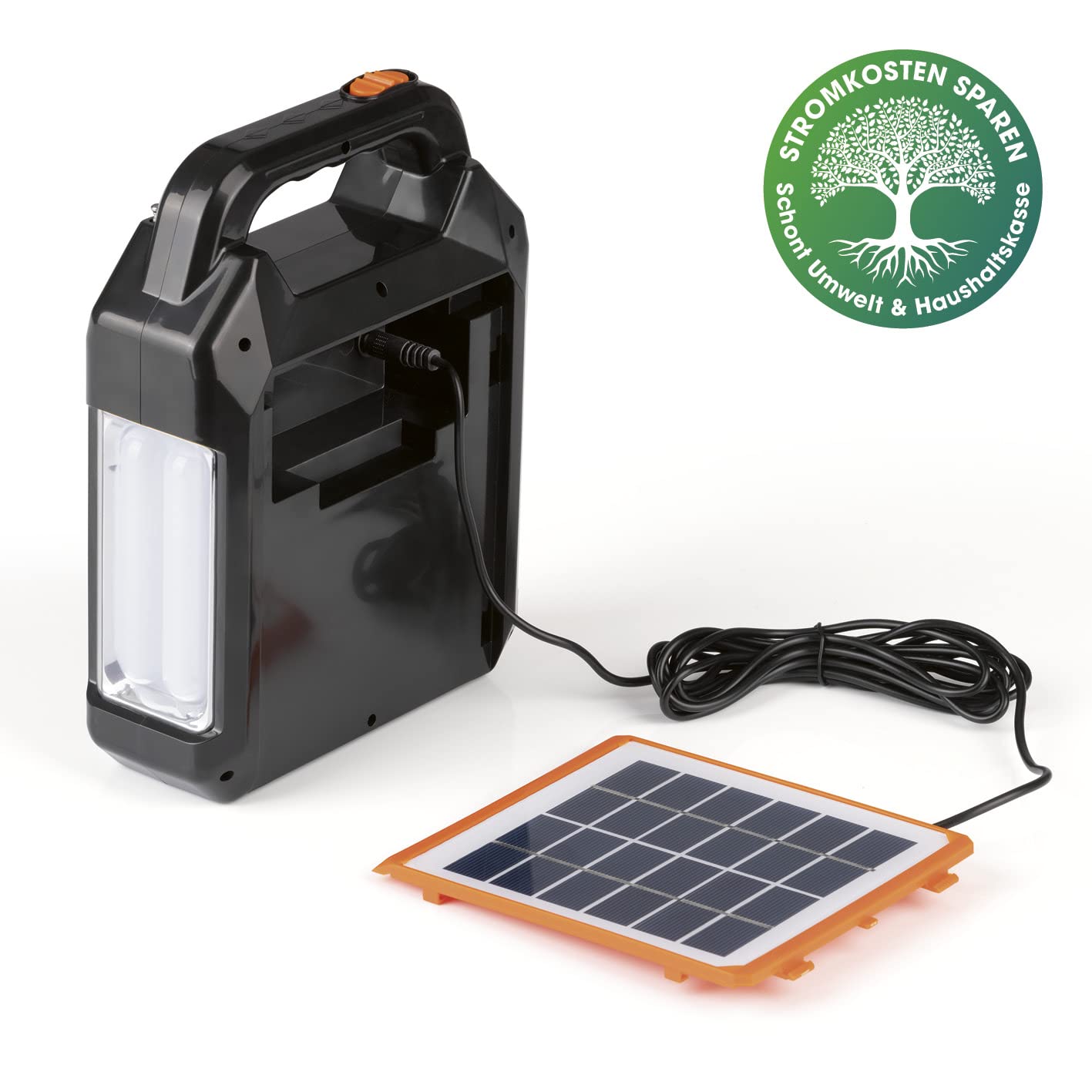EASYmaxx Kit Generador Solar 4.000mAh | 2 Modos de Carga: Panel Solar/USB | para Cargar teléfonos móviles, Power Banks, etc. | Radio FM integrada y Altavoz incluidos