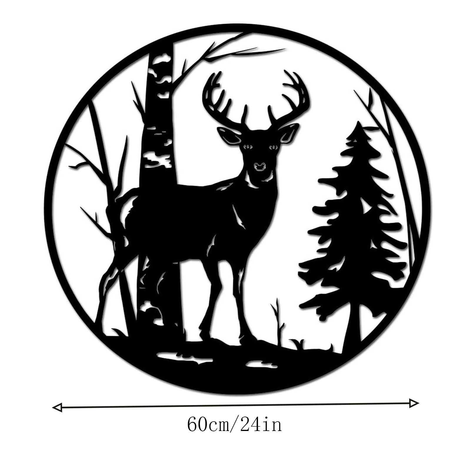 Art Mural en métal 3D décor de Cabine Rustique Mur, Cabine Bois et cerf