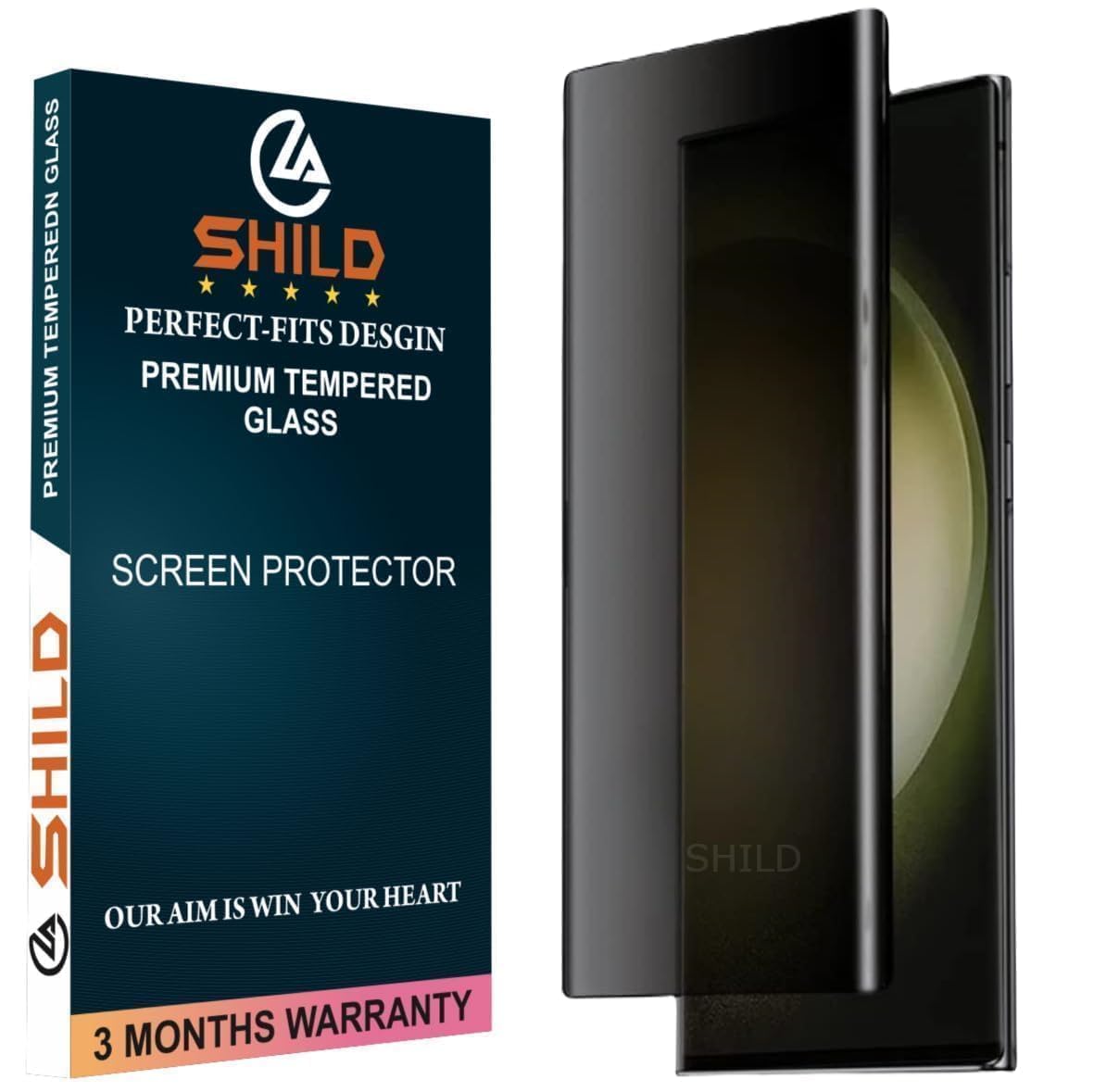 SHILD Curved Privacy Tempered Glass for Samsung Galaxy S23 Ultra (Pack of 1) | UV Screen Protector with Fingerprint Unlock Support | 9H Hardness | Anti-Spy Privacy Guard | HD Clear | Bubble Free Installation-image-0