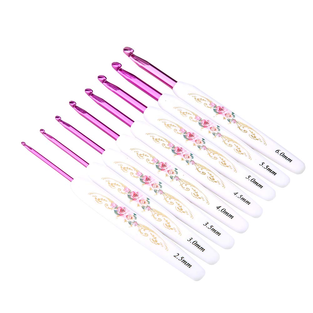 8Pcs Crochet Hooks Set, Aluminum Knitting Needles Crochet Needles for Yarn Craft Craft Yarn Weave Crochet Hooks with Markers for Beginners, 2.5mm/3mm/3.5mm/4mm/4.5mm/5mm/5.5mm/6mm(L)