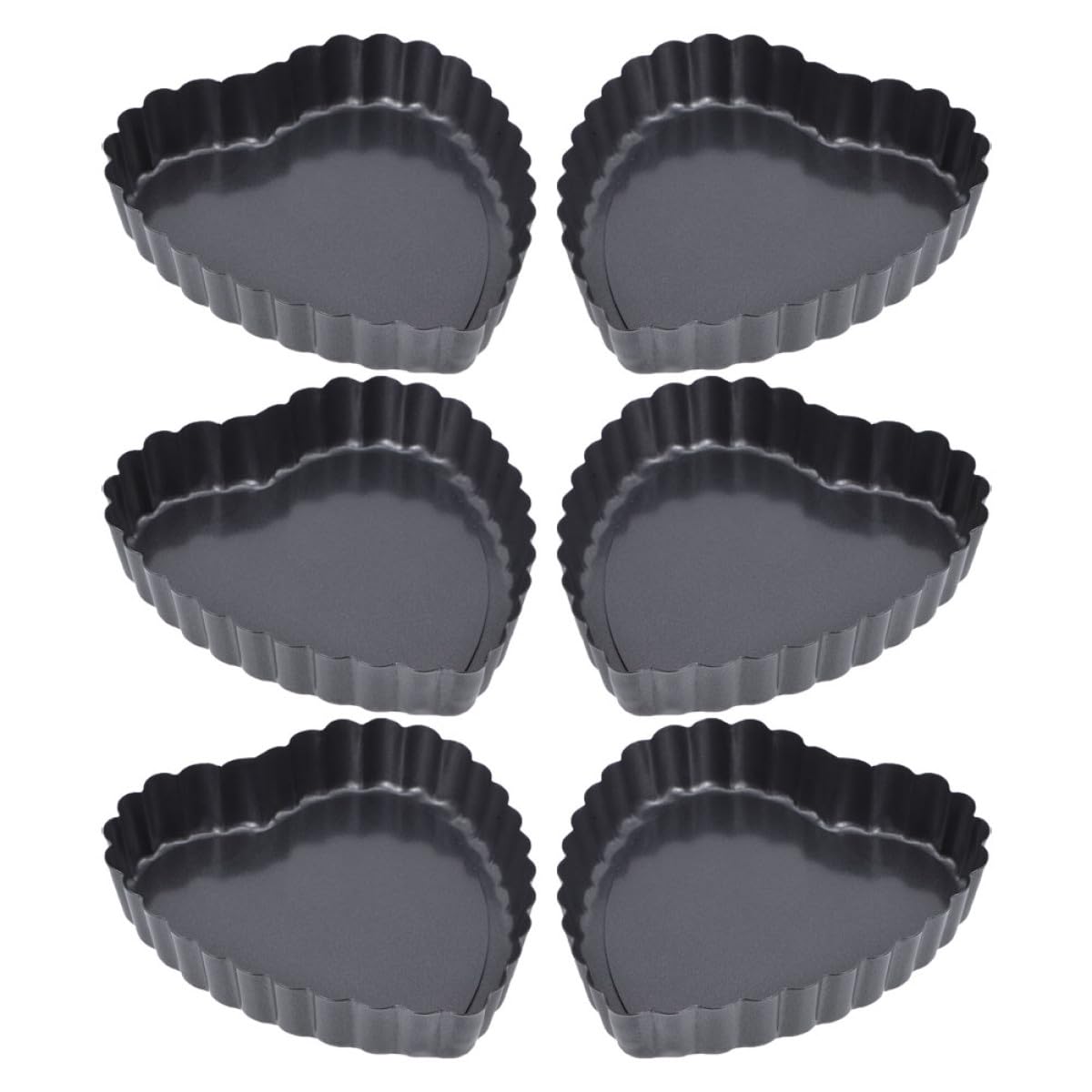 Moule à tarte mini en cœur BESPORTBLE en acier antiadhésif à fond amovible, lot de 6